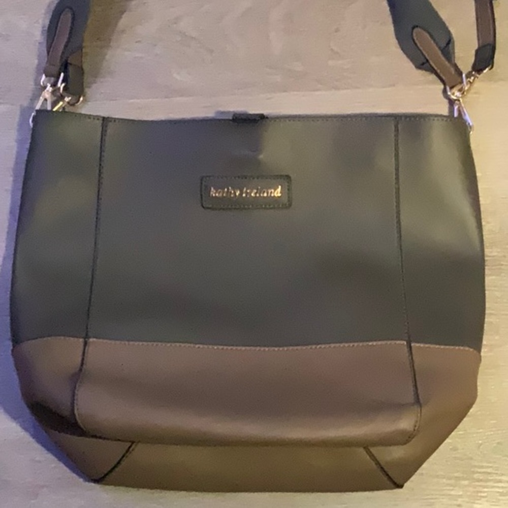 Kathy Ireland Grey and Tan Vegan Leather Bag - NWOT